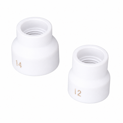STINGRAY ONE CERAMIC DUO #12 und #14 für 2,4-mm-Wolframelektroden – Rückseite mit Gewinde