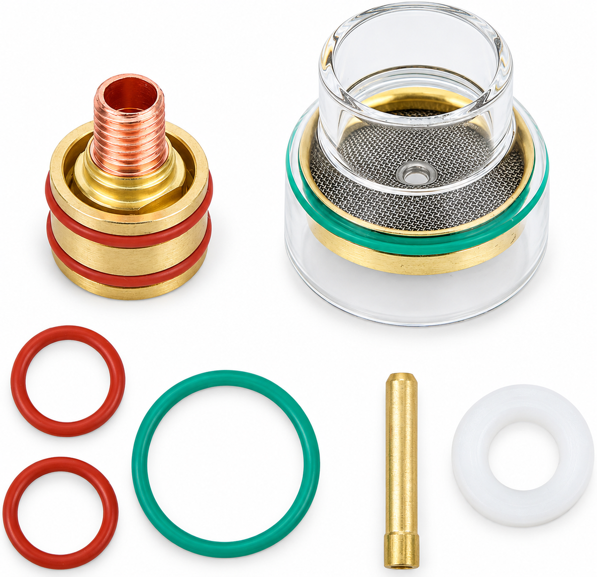 STINGRAY ONE GAS LENS KIT für 2,4-mm-Wolframelektroden mit Glasdüse, Gaslinsenkörper, Spannhülse und Dichtungen